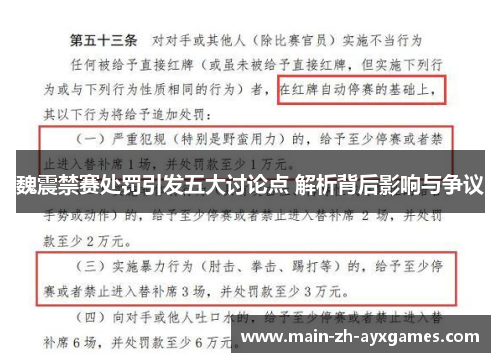 魏震禁赛处罚引发五大讨论点 解析背后影响与争议